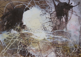 o.T. (Gespinst), 70x100, Acryl auf Holz, 2010