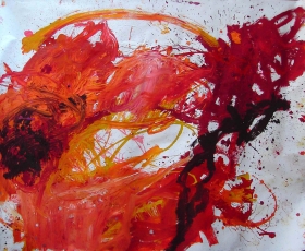 o.T. (rot1), Acryl auf Karton, 160x205, 2006