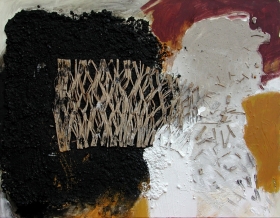 o.T. (Sand und Schotter), Mischtechnik, 80x100, 2004